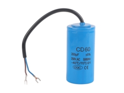 Condensador De Arranque Cd60 250v Ca 200uf 50/60hz Com Cabos Para Motor De Compressor De Ar