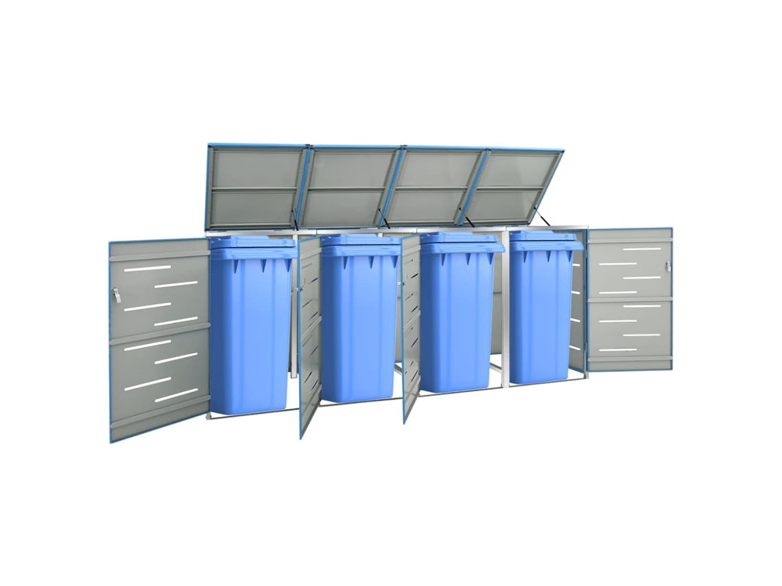 Vidaxl Abrigo Quádruplo Para Caixotes Do Lixo 276,5x77,5x115 Cm Aço