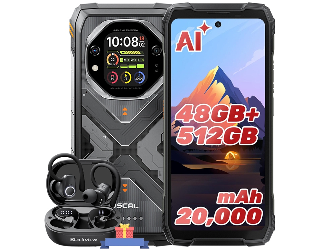 Smartphone Oscal Tank 1 + Airbuds 60 (6,78'' - 48 Gb - 512 Gb - 20000 Mah - Laranja)