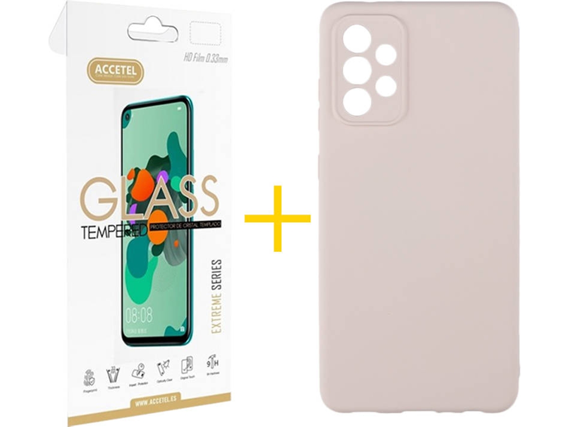 Capa e Película de Vidro Samsung A72 5G ACCETEL Silicone Líquido Rosa