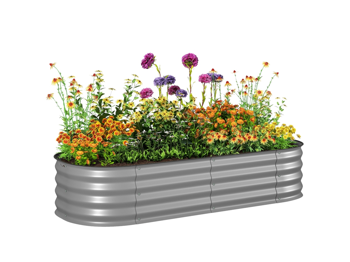 Canteiro Elevado Modular,canteiro de Plantas,proteção nas Bordas,sem Fundo,150x62x30cm,prata BTFORUS
