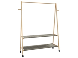 Vidaxl Cabide Com Prateleiras E Rodas 132x45,5x155,5 Cm Bambu