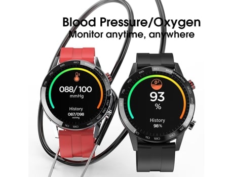 Relógio Smartwatch Lemfo L16 bracelete couro castanho