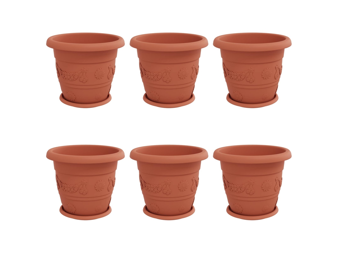 Conjunto 6 Plástico Vidaxl Vermelho Plástico (ø 34 X 28 Cm)