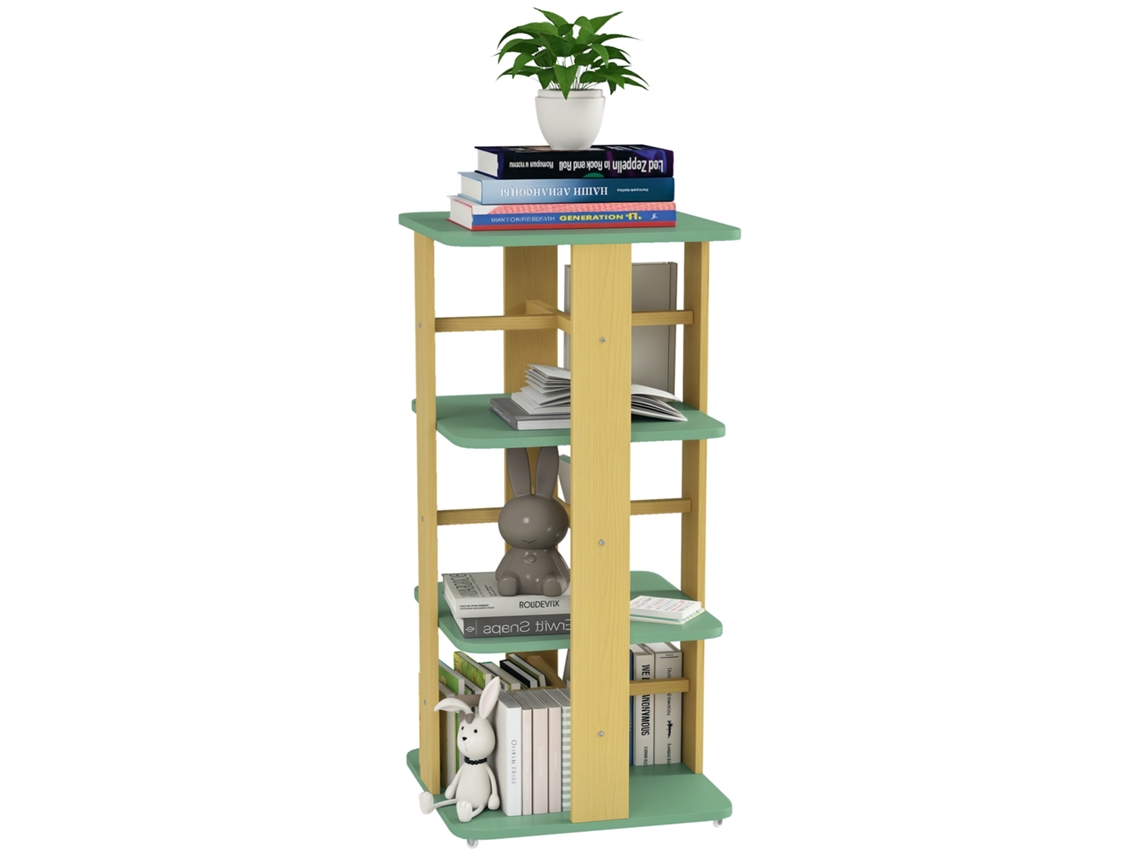 Estante infantil com rodas, para livros, 3 andares, sala de brinquedos, berçário, verde S/MARCA
