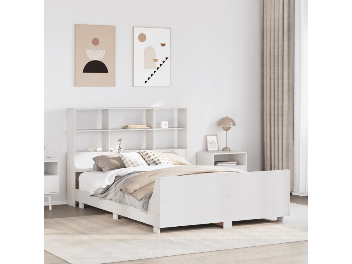 Vidaxl Cama Sem Colchão 160x200 Cm Madeira De Pinho Maciça Branco