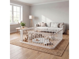 Parque Bebé Modular 140x200 Cm Branco Com Barras De 7 Cm, Cantos Arredondados E Barreira De Segurança Conforme Normas
