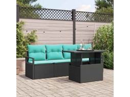 Vidaxl Conjunto De Sofá De Jardim 5 Unid. 4-número De Lugares Preto