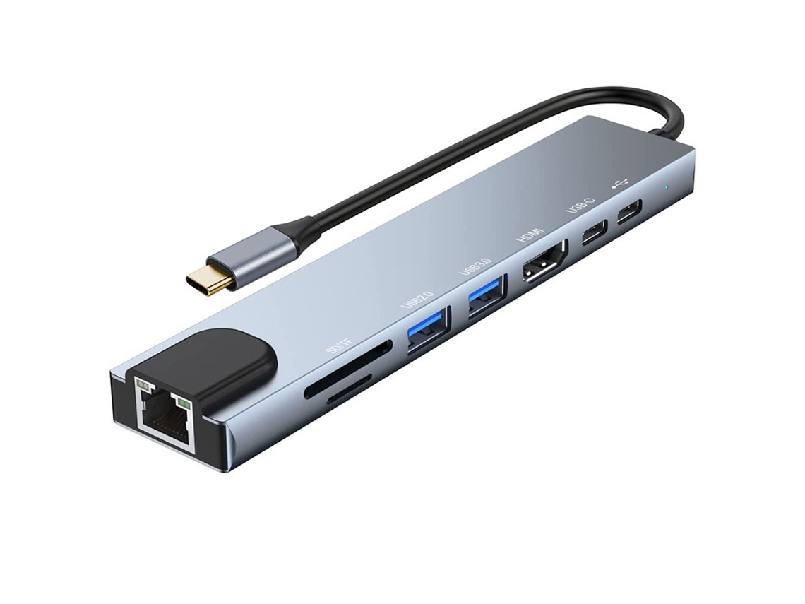 Hub 8 Em 1 Com Usb C Para Hdmi E Ethernet Brilvibera