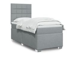 Vidaxl Cama Com Molas/colchão 90x190 Cm Tecido Cinzento-claro