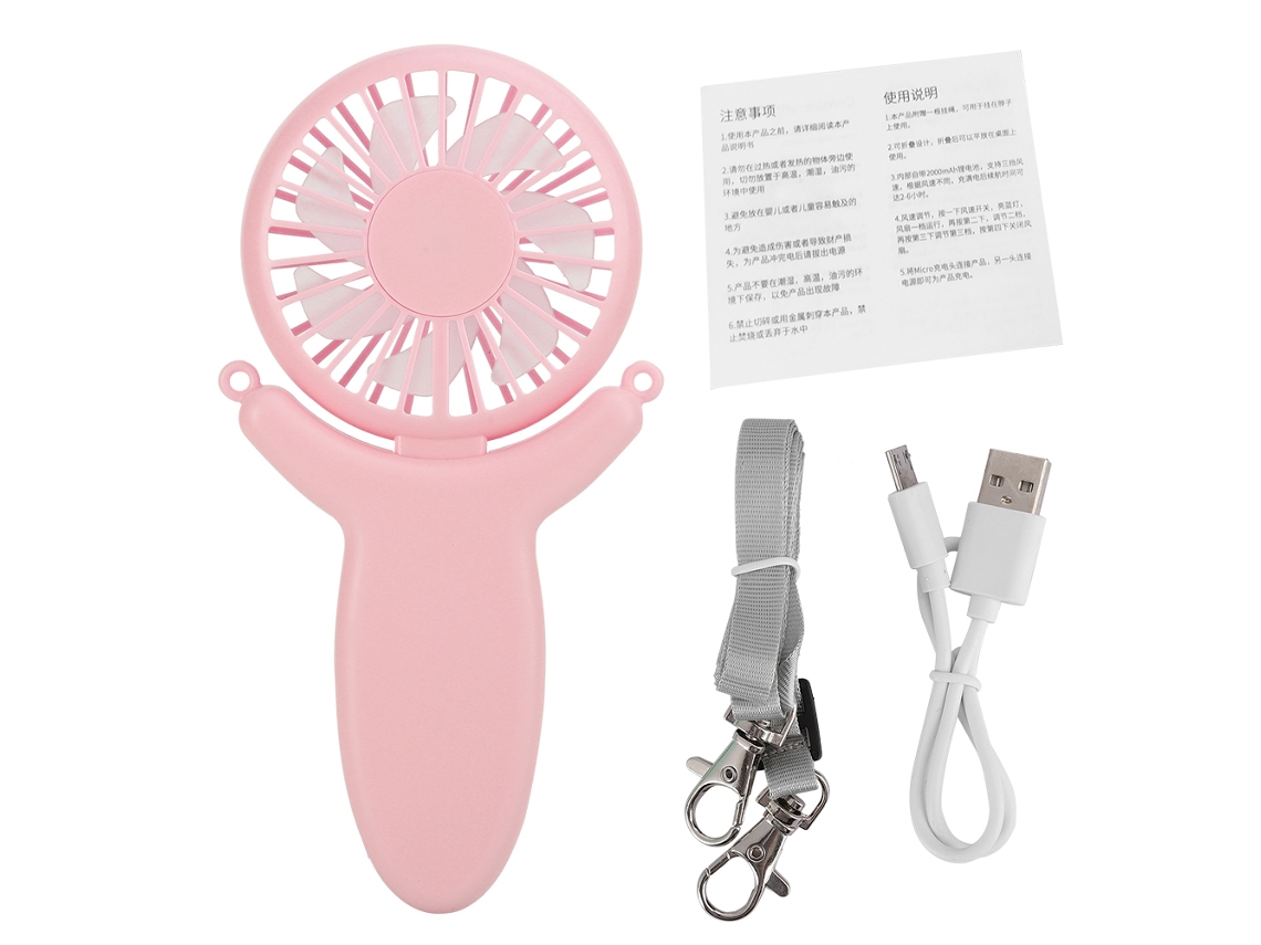 Ventilador Portátil Recarregável Via Usb, Mini Ventilador Rosa.