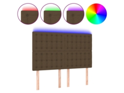 Cabeceira de Cama com Luzes Led Tecido Castanho MAISON EXCLUSIVE (144x5x118 cm)