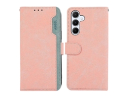 Capa Abeel Para Samsung Galaxy S25 Fe Com Acabamento Em Couro Colorido E Flip, Com Bloqueio Rfid, Rosa