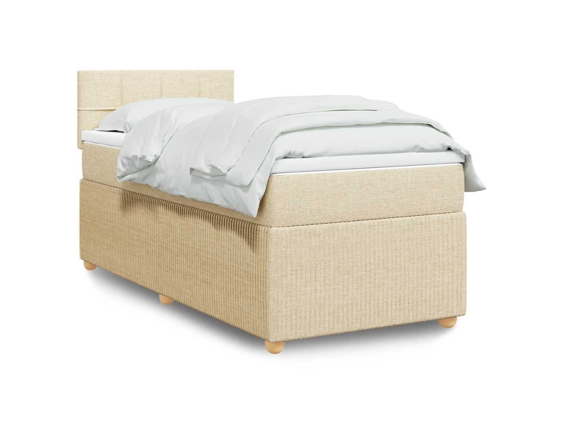 Vidaxl Cama Com Molas/colchão 100x200 Cm Tecido Cor Creme