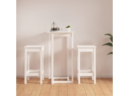 Vidaxl 3 Pcs Conjunto De Bar Pinho Maciço Branco