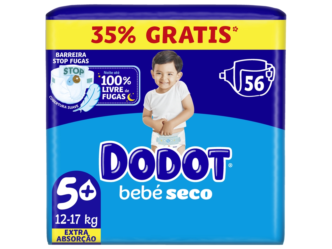 Fraldas Bebé Seco Extra 12-17kg T5+ Dodot