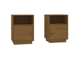Maison Exclusive - Mesas De Cabeceira 2 Pcs 40x34x55 Cm Pinho Maciço Castanho Mel
