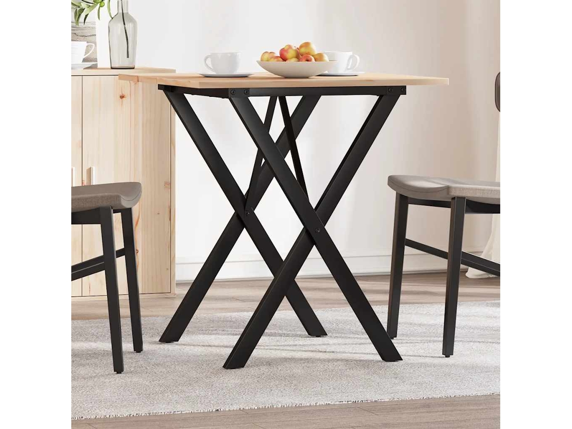 Vidaxl Mesa De Jantar Estrutura Em X 70x70x75 Cm Pinho E Aço