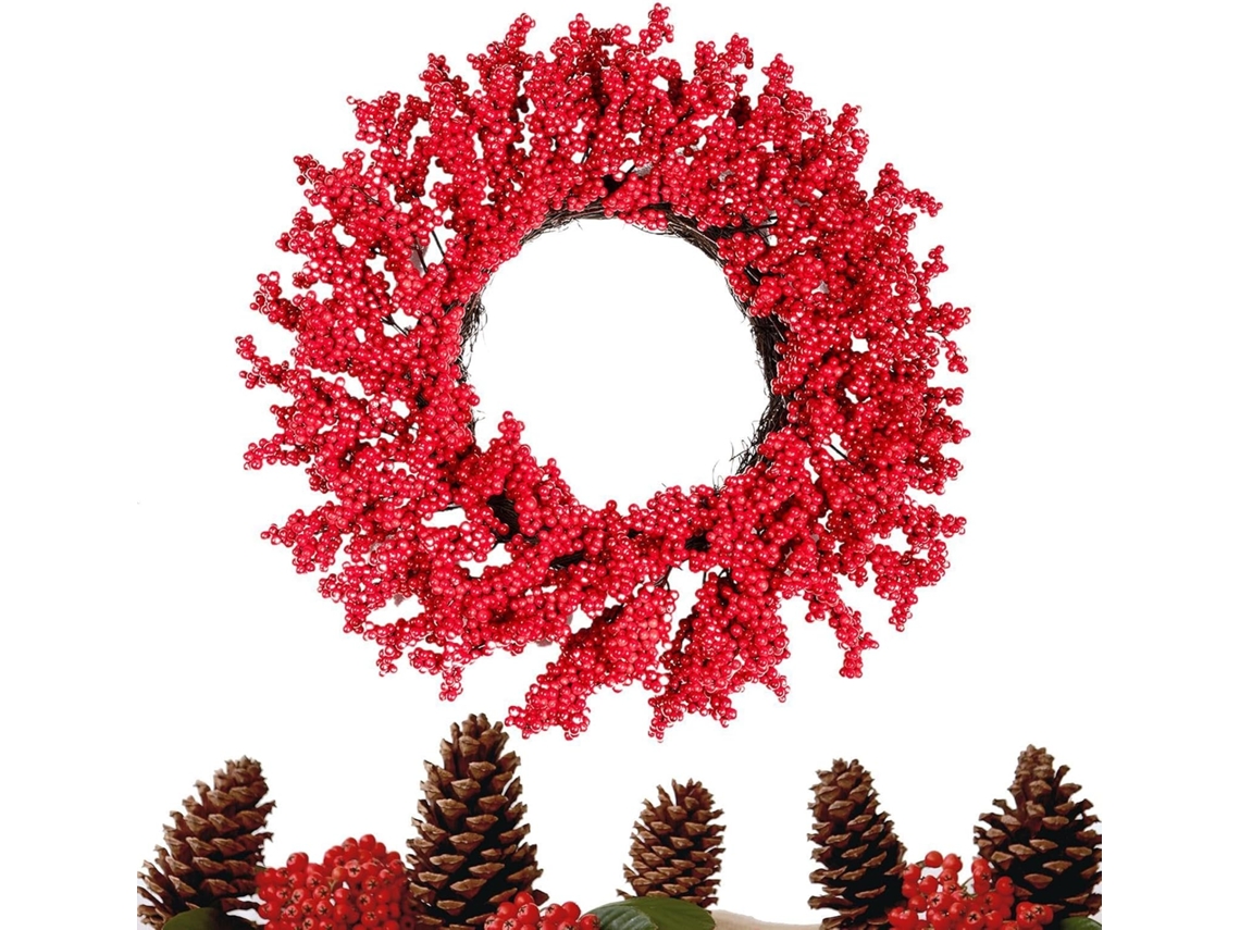 Guirlanda Artificial De Frutos Vermelhos, Inverno, Decoração Natalina Para Porta.