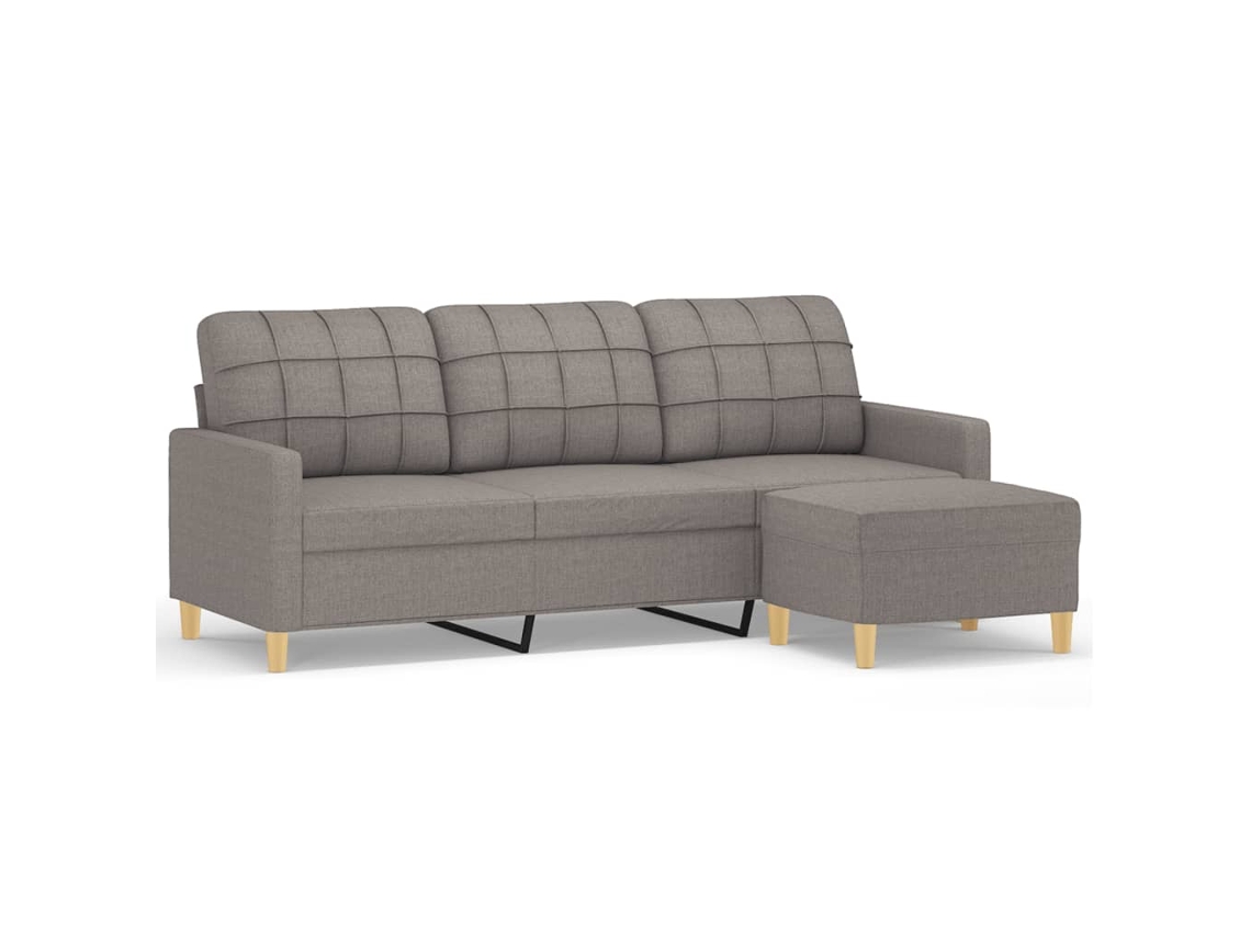 Sofá de 3 lugares com apoio de pés VIDAXL Cinzento-acastanhado Tecido (198x77x80cm)