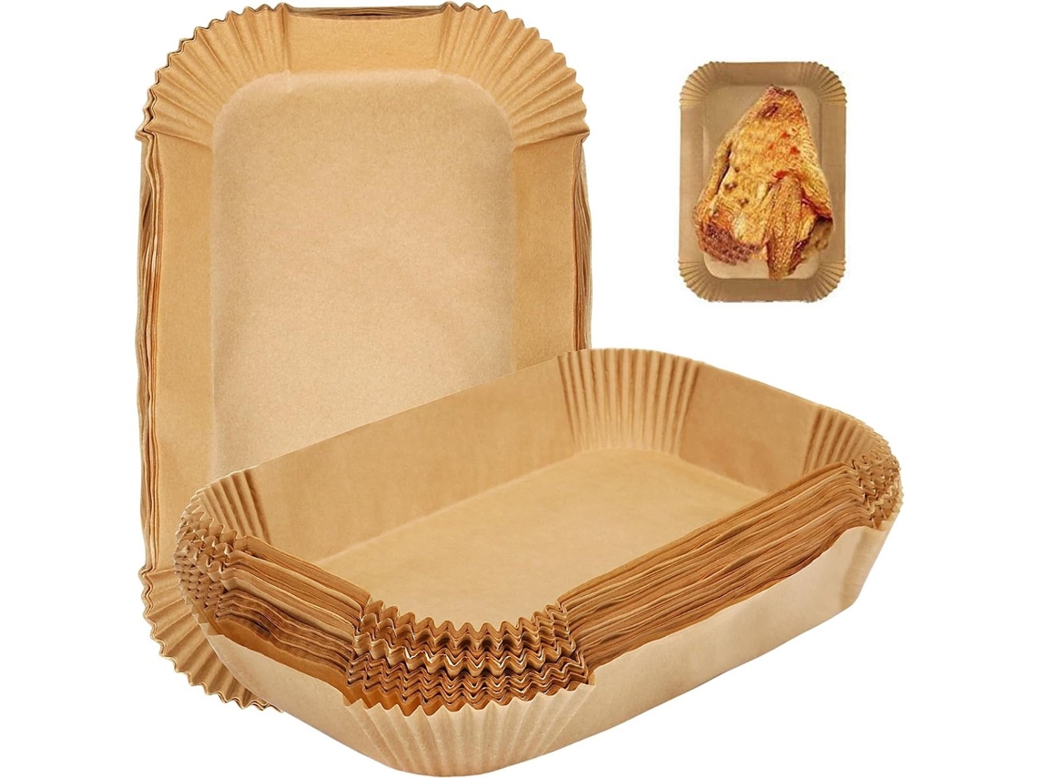 100 Unidades De Papel Manteiga Retangular, 25,5 X 17,5 Cm, Livre Bpa, Recipiente Descartável, Acessórios Para Fritadeira, Folhas Micro-ondas