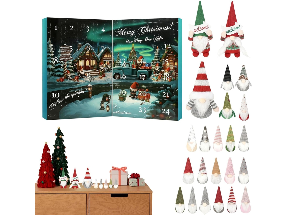 Calendário de Contagem Regressiva com Gnomos Natal, Item Colecionável para 24 Dias,, Amigos, CHABERLU