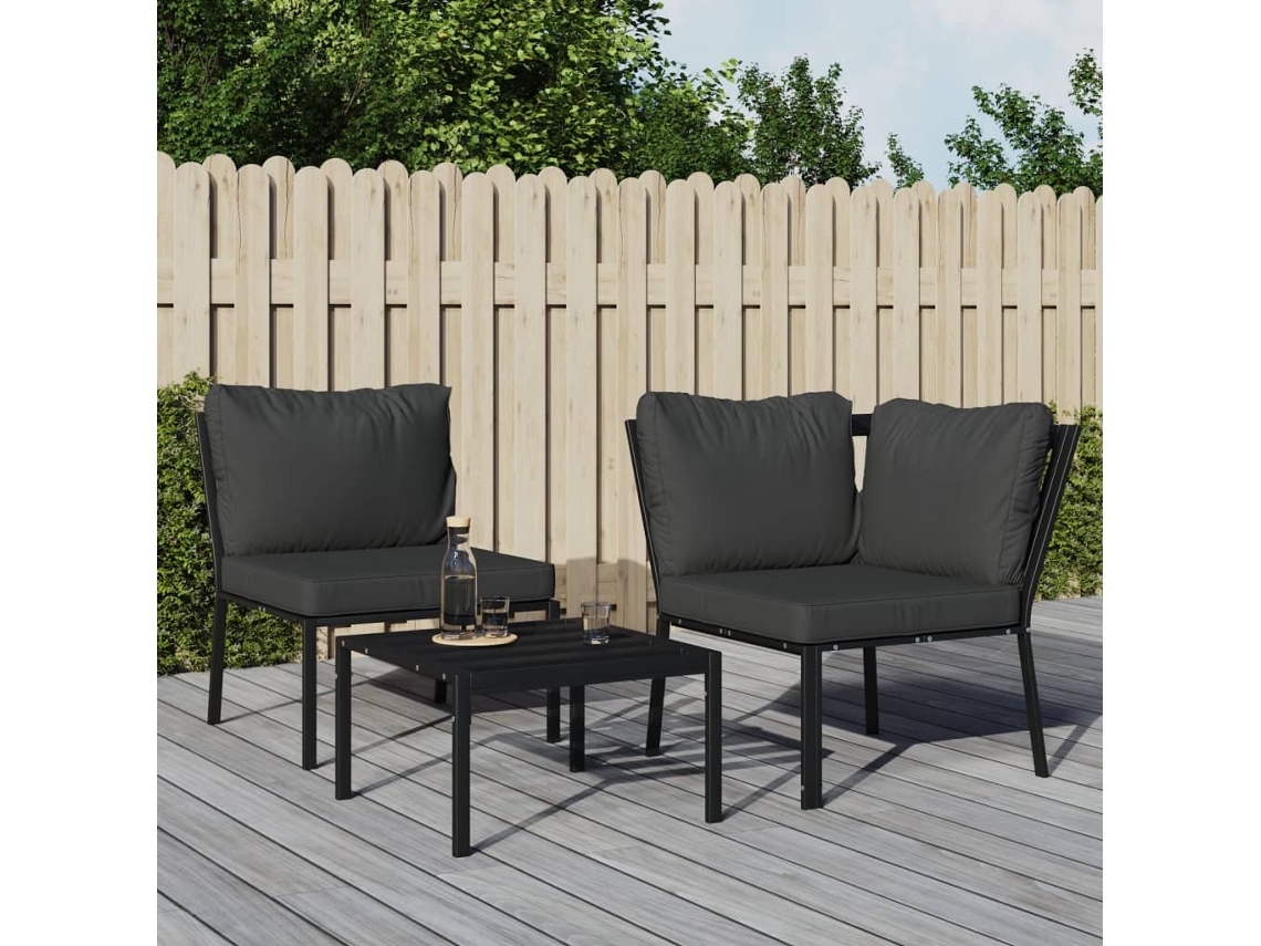 Vidaxl Cadeira De Jardim Com Almofadões Cinzentos 76x76x79 Cm Aço