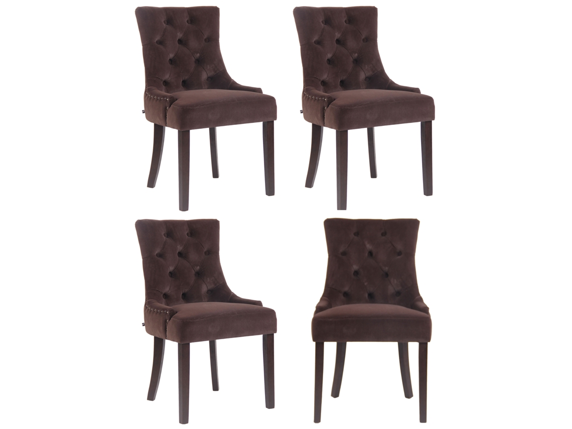 Conjunto de 4 cadeiras de jantar Veludo Aberdeen marrom/antigo CLP