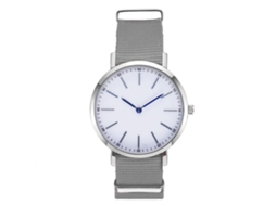 Reloj De Cuarzo Para Hombre Con Correa De Nylon, Dial Redondo, Casual Elegante Gris