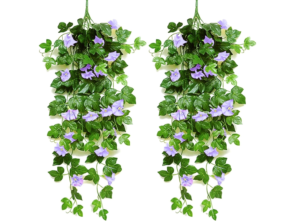Conjunto de 2 Peças de Plantas Trepadeiras Artificiais com Flores e Folhas. AQUAFORGE