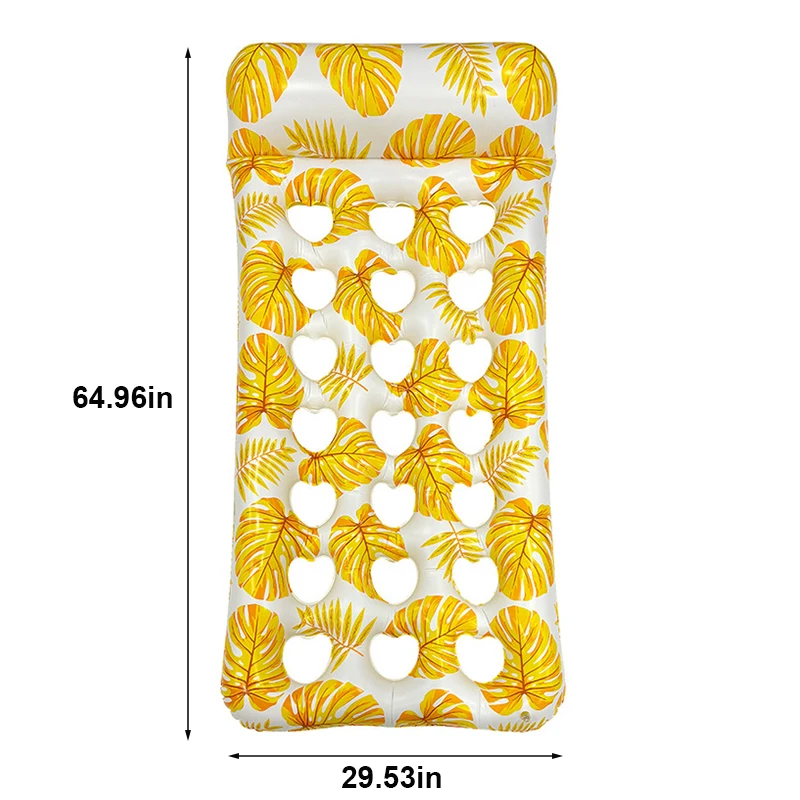 (amarelo-1) Cama Flutuante Inflável, Boia, Cama De Lazer Aquática, Colchão De Ar Para Natação