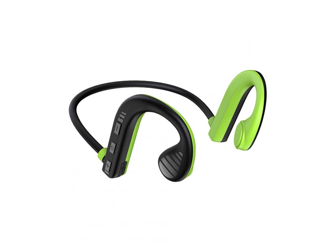 Auriculares Bluetooth de Condução Óssea 5.2 À Prova D'Água Estéreo À Prova de Suor Sem Fio W10 Preto Verde