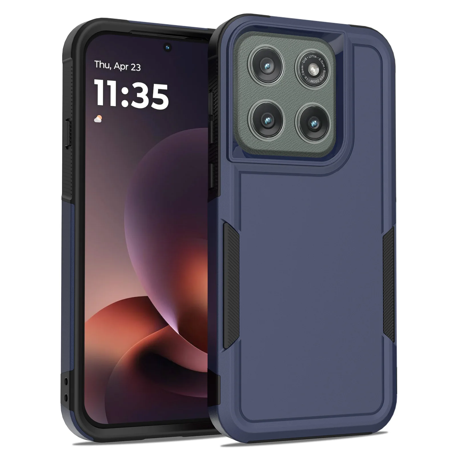 Capa De Luxo Em Couro Para Celular Motorola Edge (2025) Com Conexão Magnética Magsafe (azul).