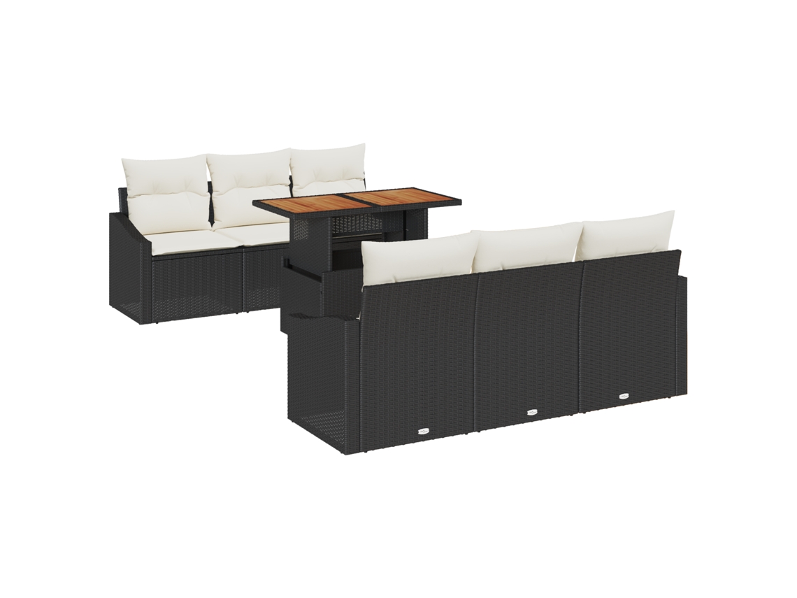 Conjunto 7 Conjunto De Móveis Para Exterior Vidaxl Preto Vime Pe (100 X 55 X 73 Cm)
