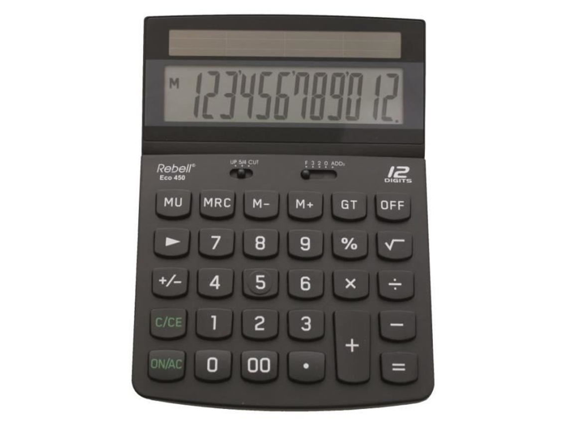 Calculadora De Mesa Ecológica 12 Dígitos Solar Preta Tela Ampla