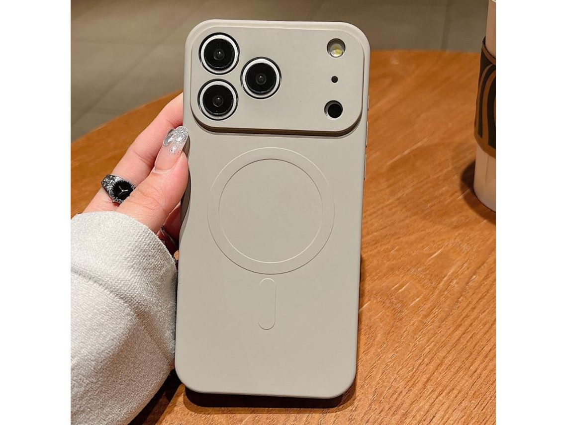 Capa Magsafe Para Iphone 17 Pro Max - Silicone Líquido Com Cor Sólida | Magnética - Cinza