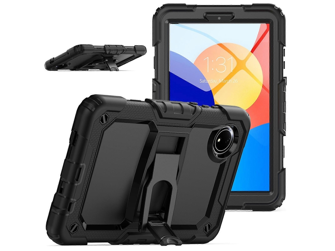 Capa Protetora Em Silicone E Pc Com Suporte E Alça De Ombro Para Xiaomi Redmi Pad Se 4g 8,7 Polegadas, Preto Elysve