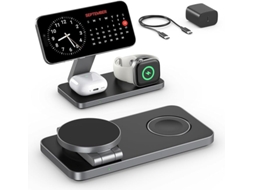 Estação De Carregamento Sem Fio 3 Em 1 Para Iphone Air/17e/17/16/15/14/13/12, Airpods Pro 3 2 E Apple Watch (adaptador Incluído) - Branco E Preto