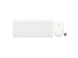 Aetheria combo Teclado e Mouse Sem Fio 2.4g Teclas Redondas Design Ergonômico Mouse Silencioso Branco