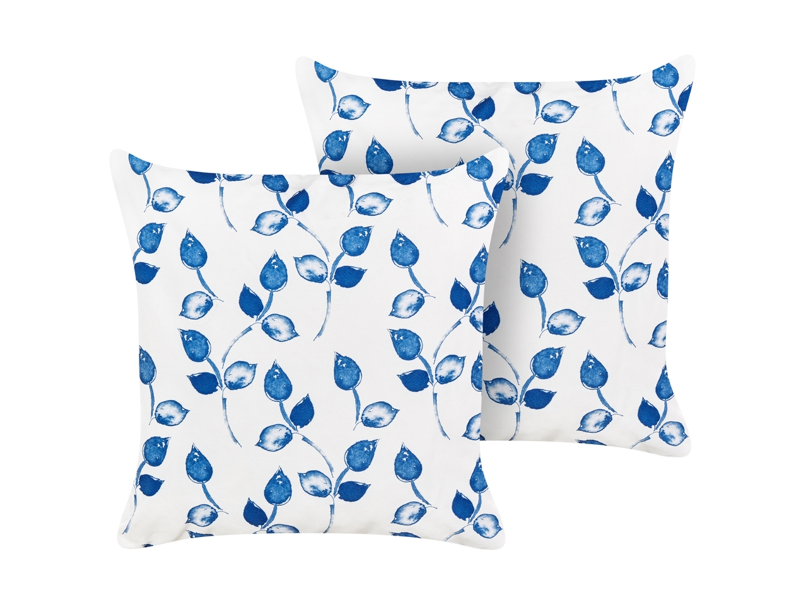 Conjunto De 2 Almofadas De Exterior Beliani Torbora De Poliéster Branco 45x45x10