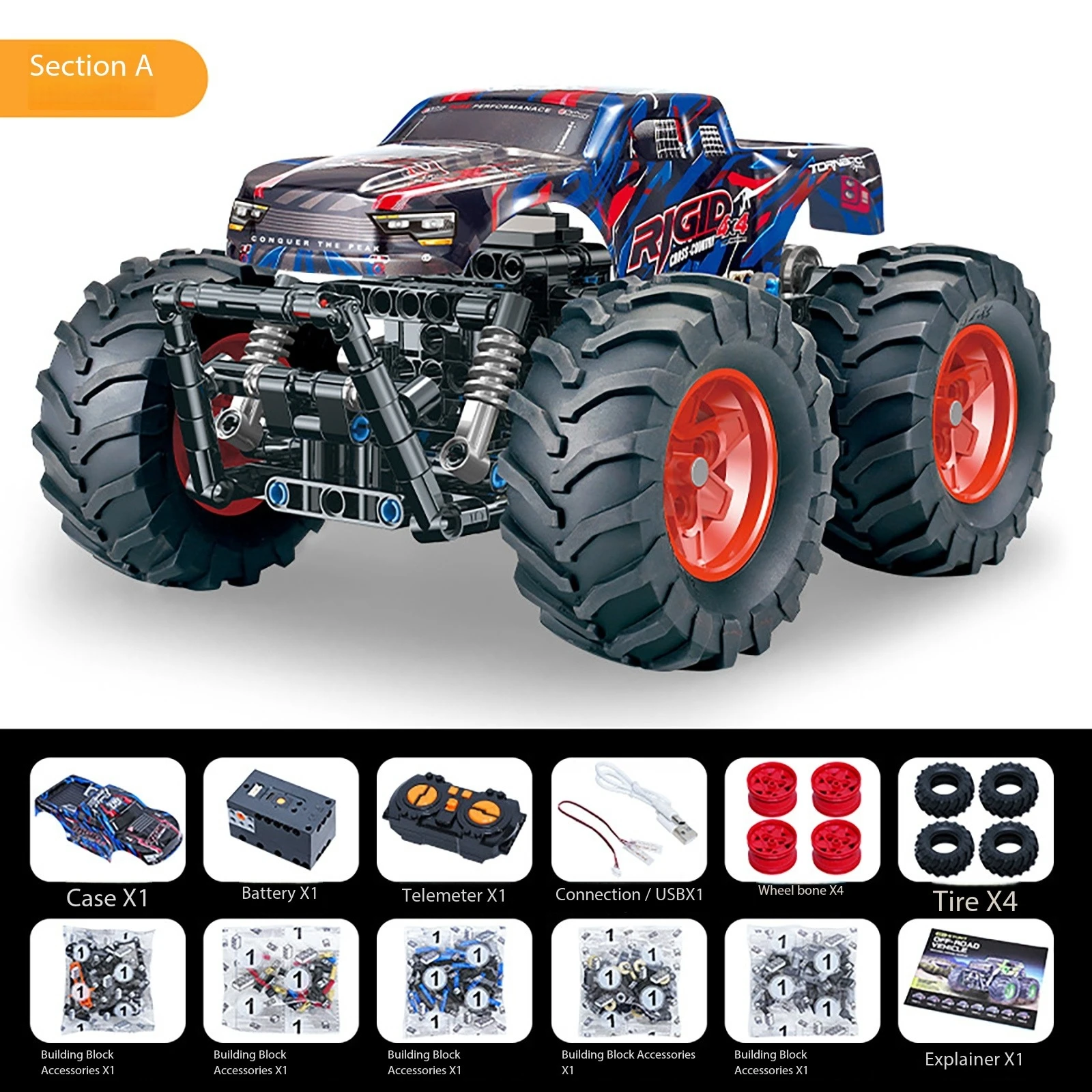 (a-azul) Carrinho De Brinquedo Com Controle Remoto, Carro Elétrico De Alta Velocidade Para Terrenos Acidentados.
