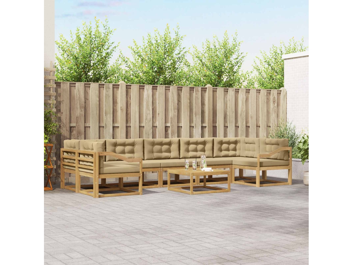 Vidaxl Conjunto De Sofás Para Exterior 6 Unid. Branco E Bege