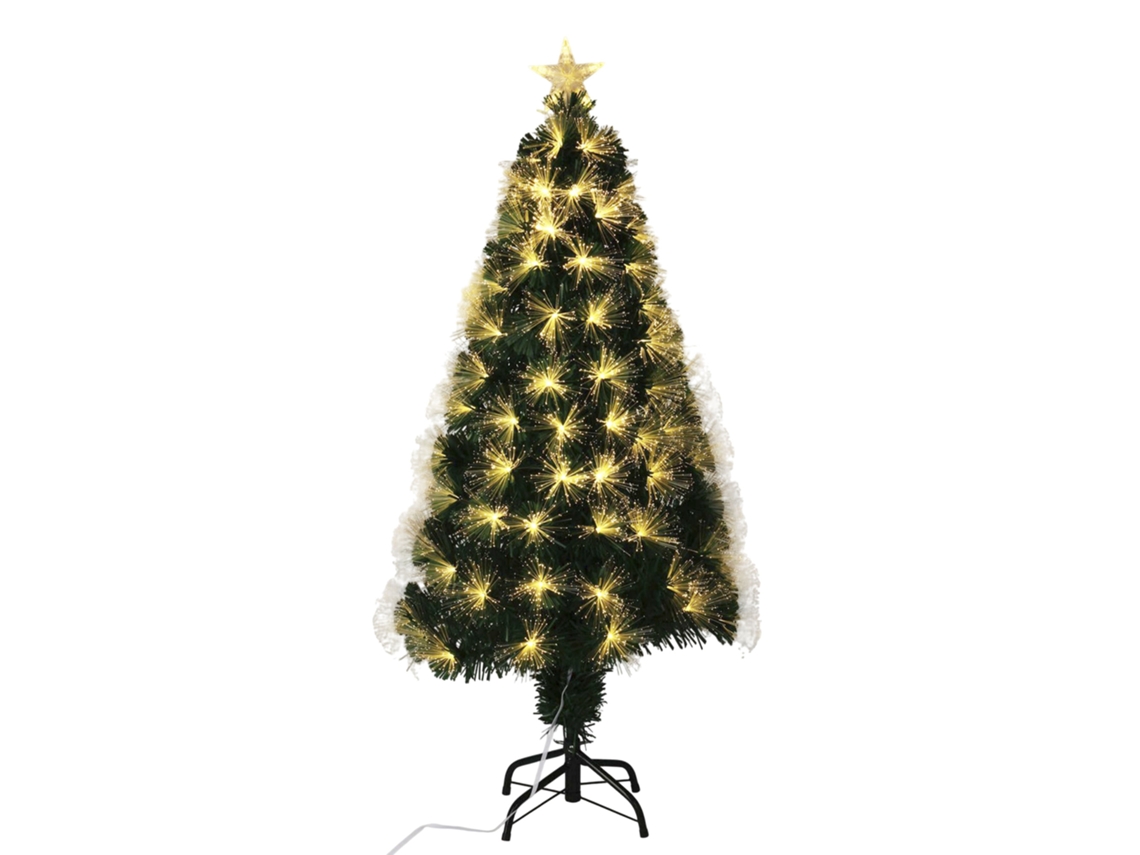 Árvore De Natal De Fibra Óptica Com 130 Luzes Led Brancas Quentes E Estrela.