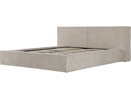 Cama De Armazenamento Em Veludo Cotelê Courchevel - 180 X 200 Cm - Bege