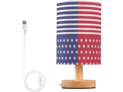 Abajur Frodotgv com estampa da bandeira americana, estrelas e listas, base cilíndrica para mesa, ideal para meninas.