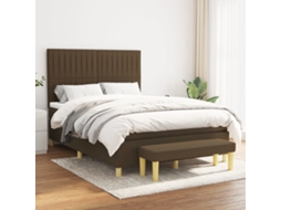 Vidaxl Cama Com Molas/colchão 140x200 Cm Tecido Castanho-escuro