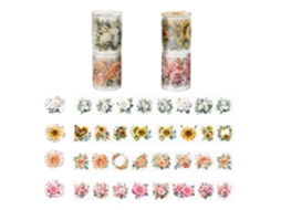 Fita Adesiva Washi, 4 Rolos, De Fita Adesiva Washi Com Estampa De Flores E Plantas, Transparente Scrapbooking, Álbuns, Diários E Projetos Artesanato