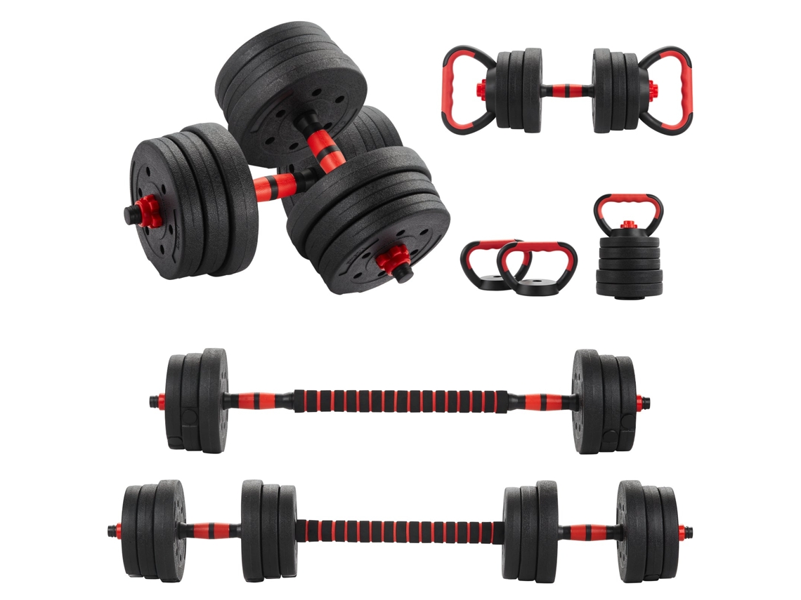 Conjunto De Halteres Ajustáveis ​​​​6 Em 1, 20 Kg, Kettlebells, Halteres, Barra E Suporte Para Flexões.