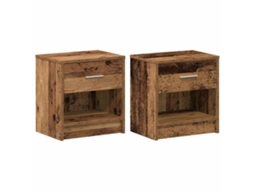 Conjunto 2 Mesa De Cabeceira Vidaxl Marrom Madeira Processada