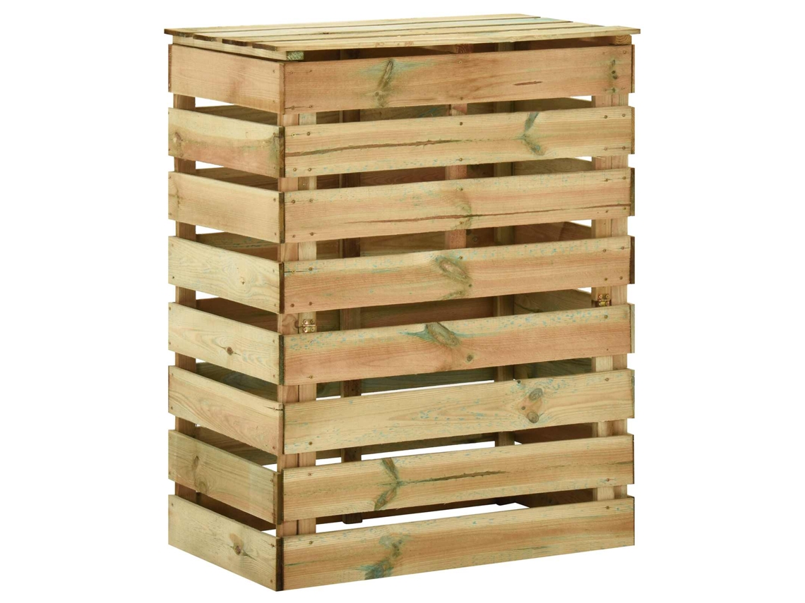 Conjunto 1 Compostor De Jardim Vidaxl Castanho Madeira De Pinho Maciça (110 X 58 X 113 Cm)